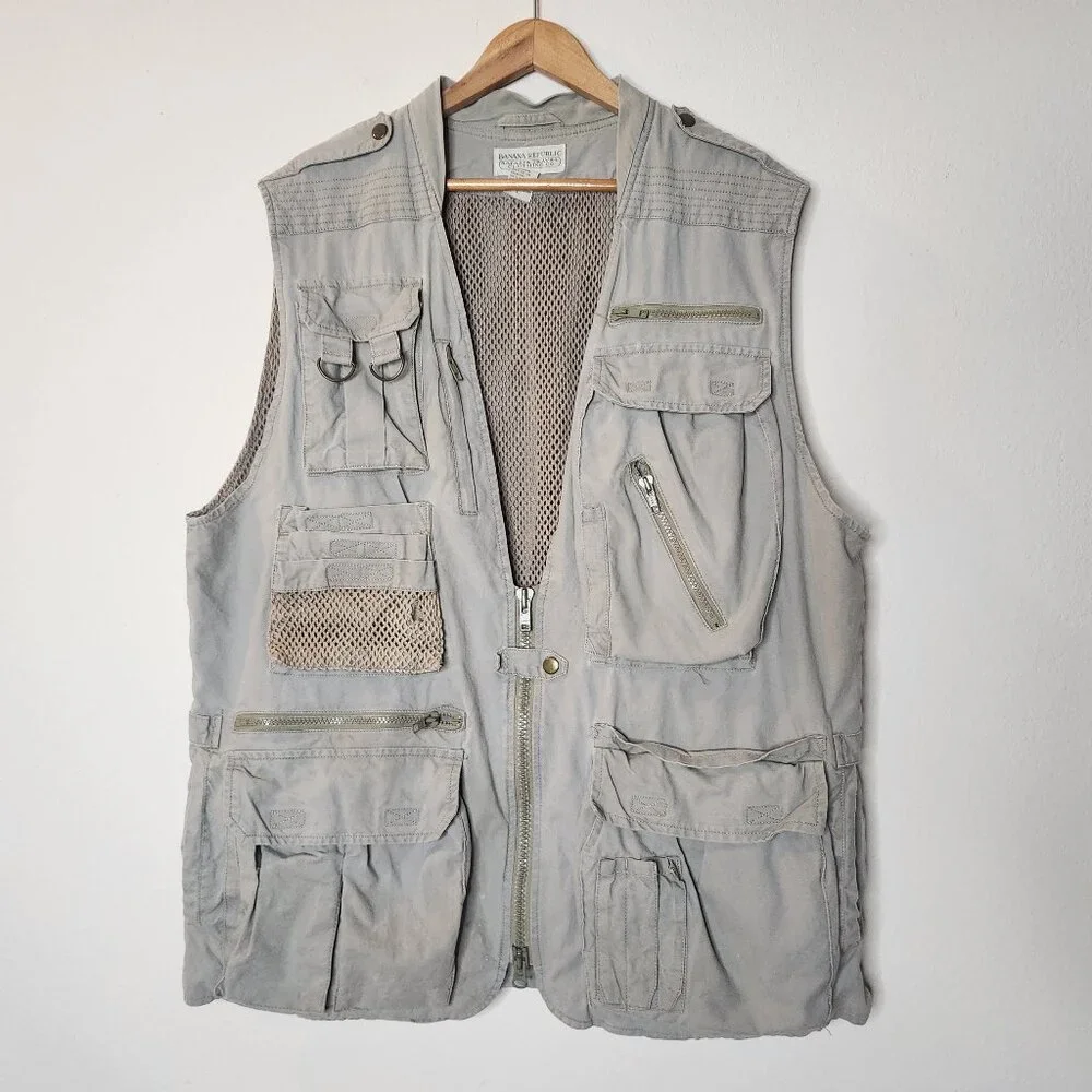 Vintage Banana Republic Safari Mens Large Khaki Vest